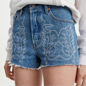 Levi's High Waist Blue Denim Shorts